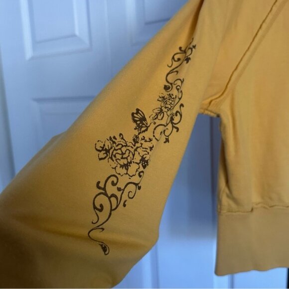 No Boundaries Hoodie Womens Juniors L Golden Pond Cropped Zip Floral Graphic Y2K - Picture 6 of 9